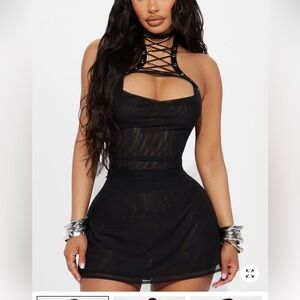 Chic Black Halter Mini Dress - NWT Medium